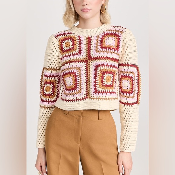 NWOT Revolve MinkPink Norah Crochet Cropped Sweater